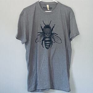 Because T Shirt Unisex XL Heater Gray Honey Bee Graphic Tee Sustainable